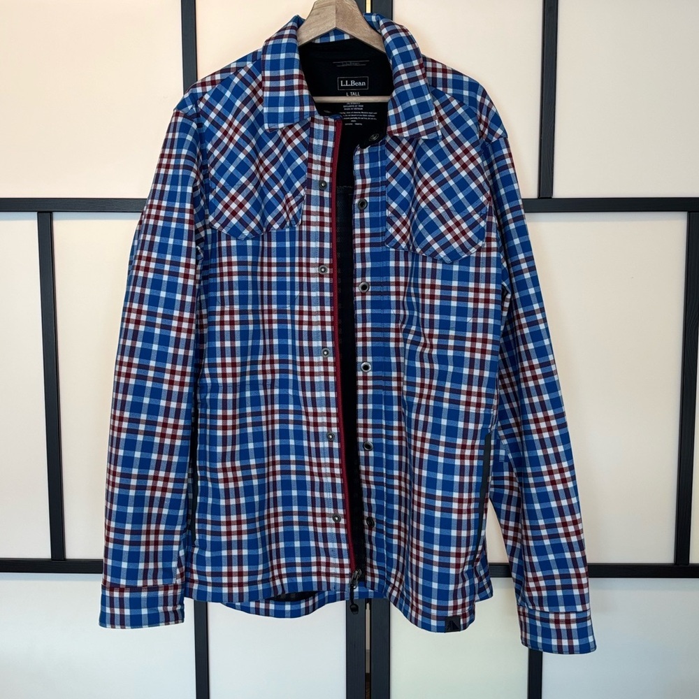 LL Bean Traverse Soft Shell Snowboarding Jacket. Plaid. Men’s LARGE TALL